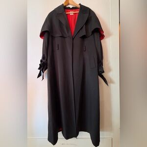 Nordstrom Black Trench Coat with Red Lining